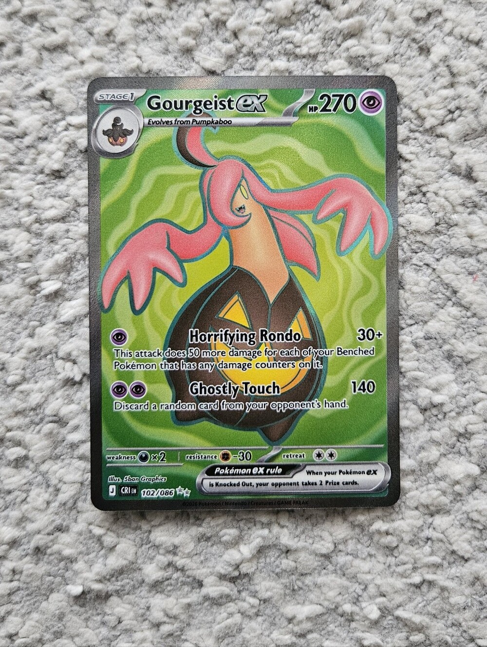 POKEMON TCG Card Gourgeist ex Holo Chaos Rising Ultra Rare 102/086